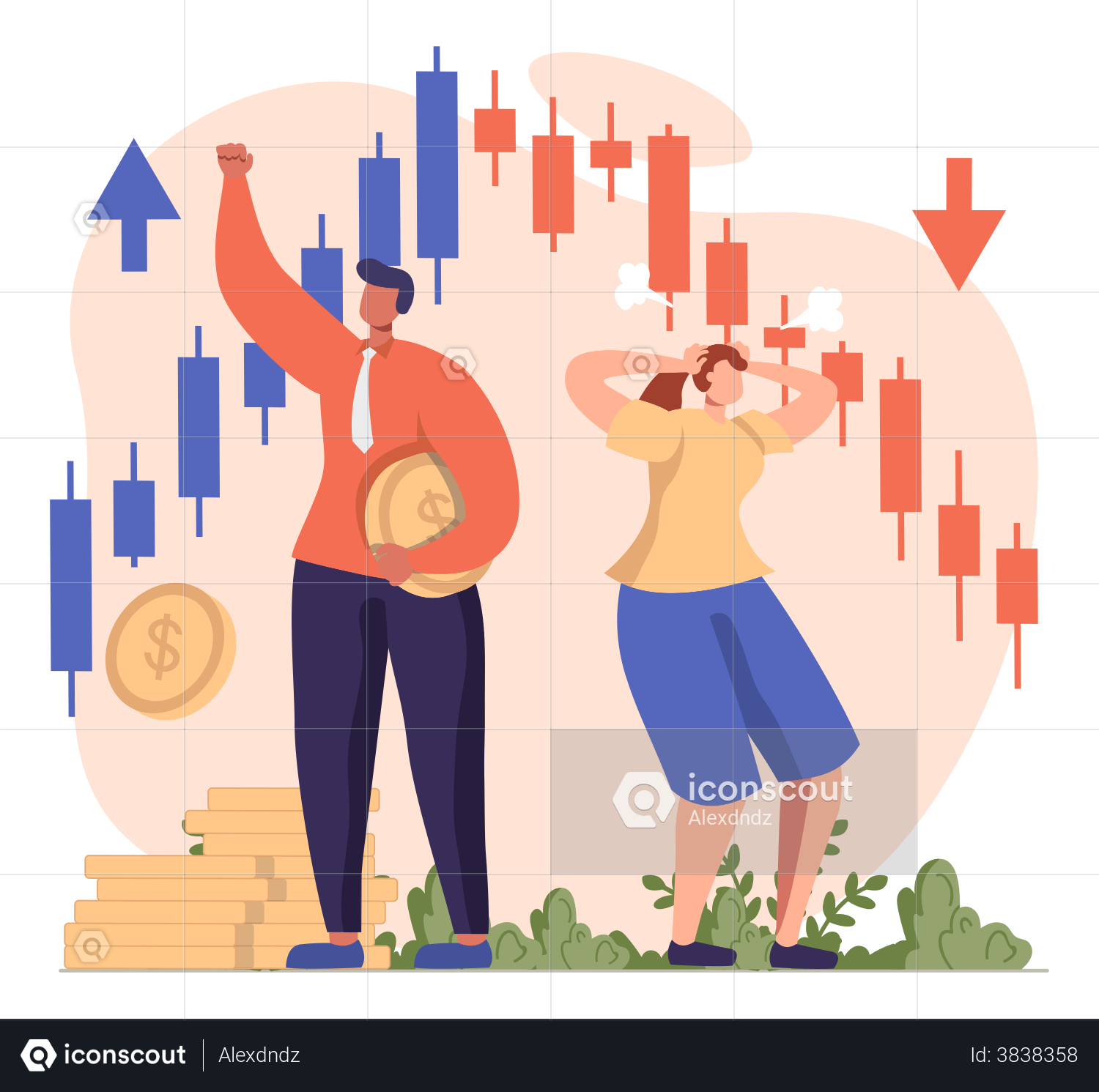 Best Premium Stock Market Profit And Loss Expressions Illustration ...