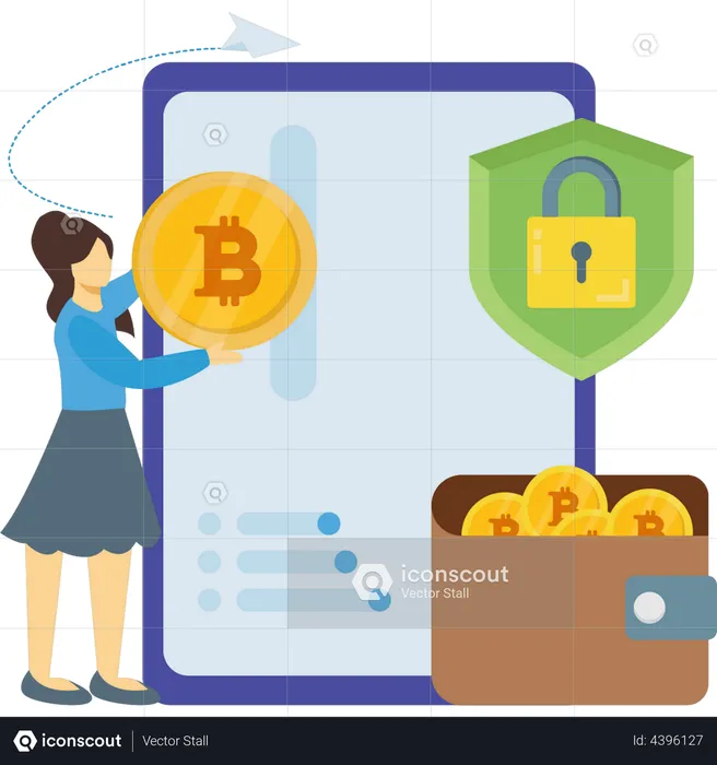 Stockage sécurisé du portefeuille Bitcoin  Illustration