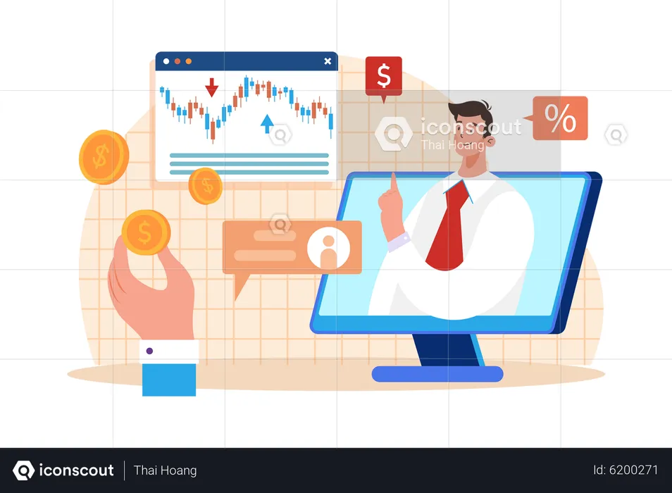 Stockbroker trading market  Illustration