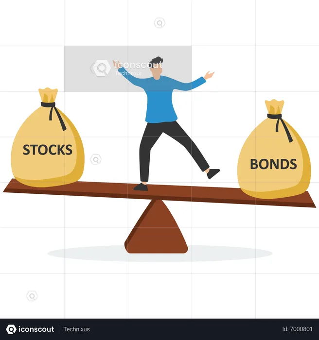 Stocks vs bonds in investment asset allocation  Illustration