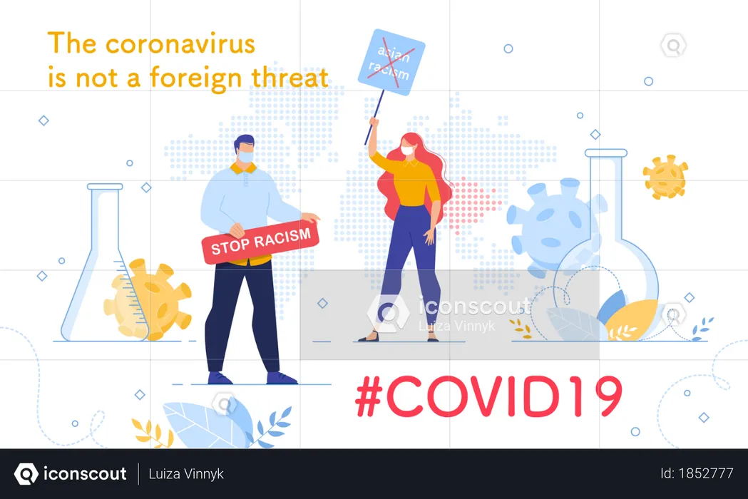 Stop Asian Racism due to Coronavirus Pandemic  Illustration