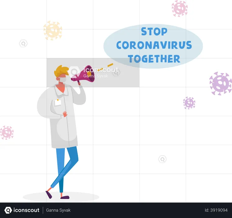 Stop Coronavirus Together Motivation  Illustration