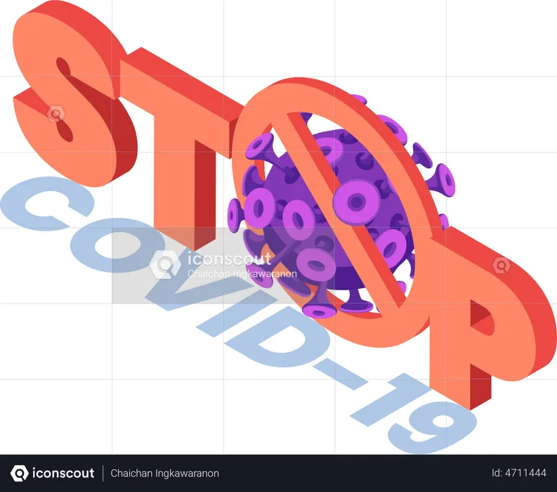 Stop COVID-19 or Coronavirus sign  Illustration