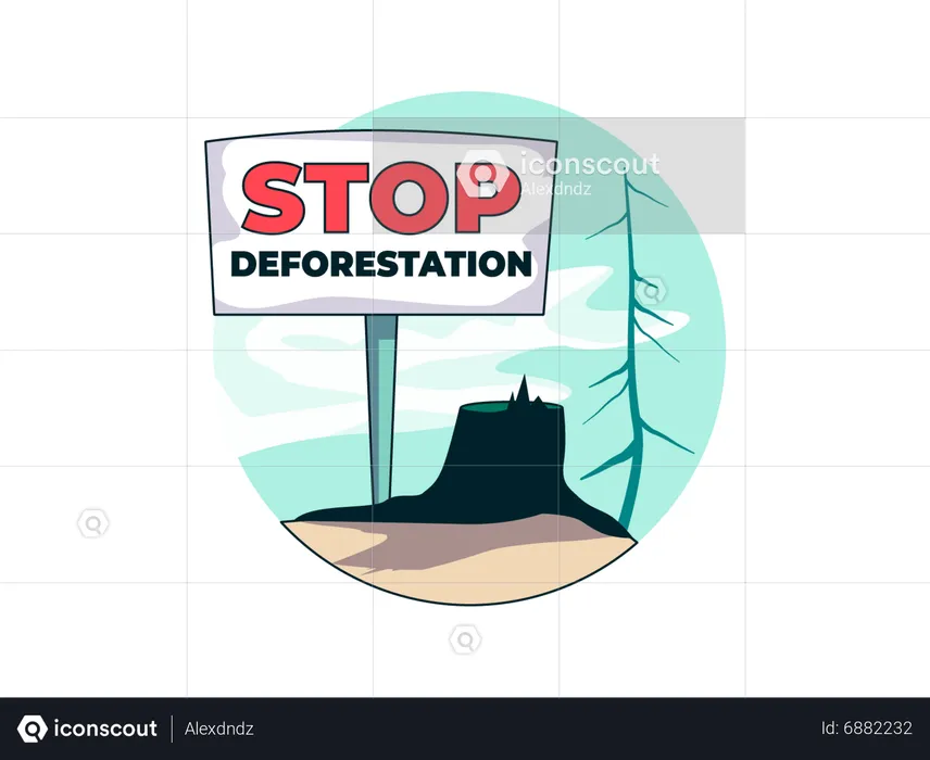 Stop deforestation board  Illustration
