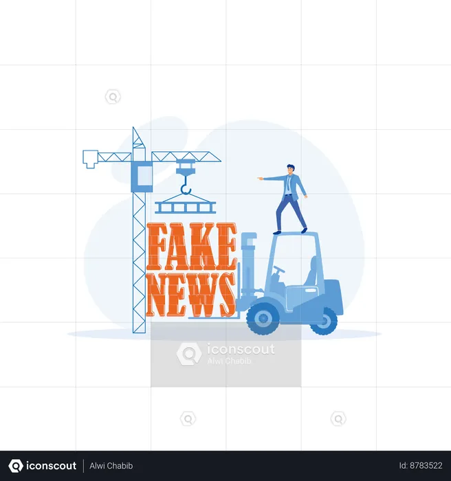 Stop fake news and misinformation spreading on internet and media  Illustration