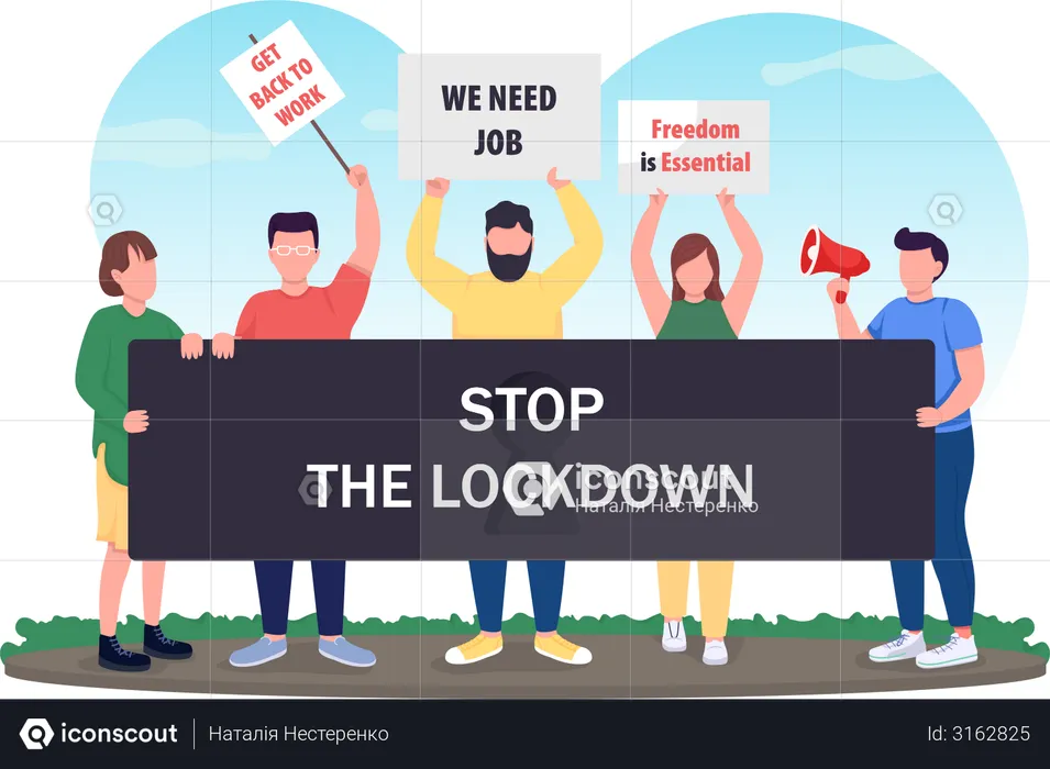 Stop lockdown protest  Illustration
