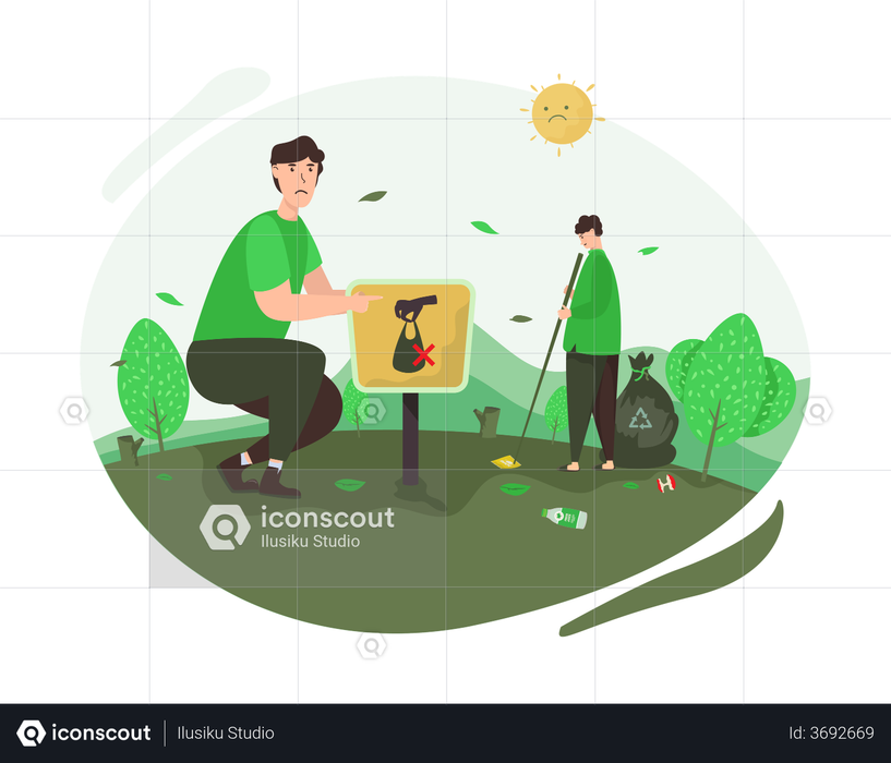 Best Premium Stop throwing trash campaign Illustration download in PNG