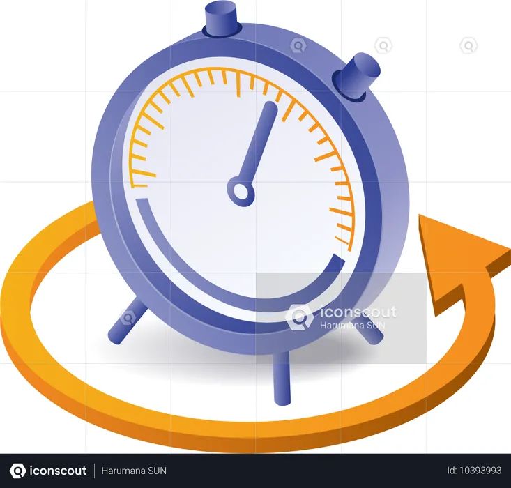 스톱워치 원 회전  일러스트레이션