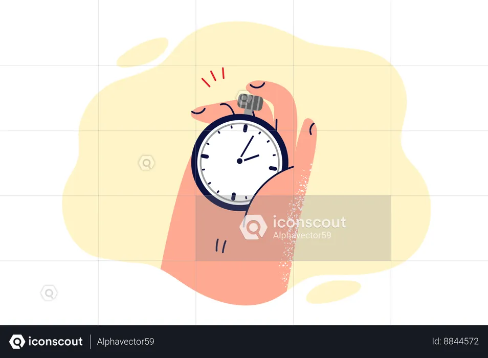 Stopwatch in hand of person noting time at sports competition of runners  Illustration