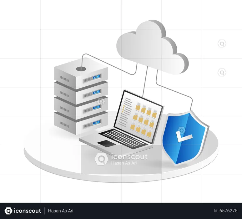 Store data folder on cloud server  Illustration
