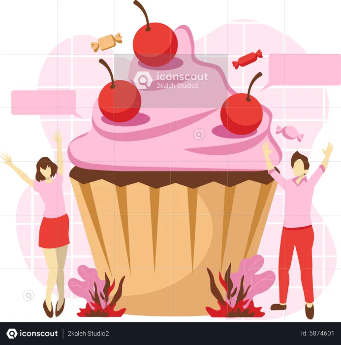 Strawberry Cupcake  Illustration