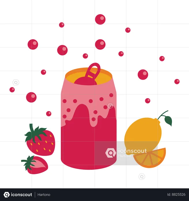 Strawberry lemon soda  Illustration