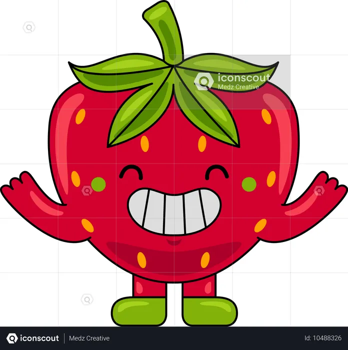 Strawberry Mascot raising hands  Illustration