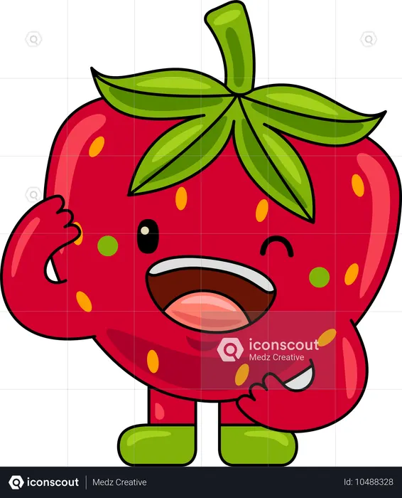 イチゴのマスコット ウインク目  イラスト