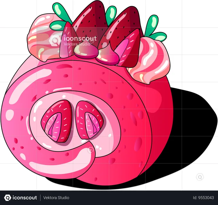 Strawberry Mousse Cake  Illustration