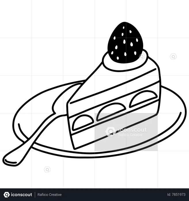 Strawberry whipped cream cake  Illustration