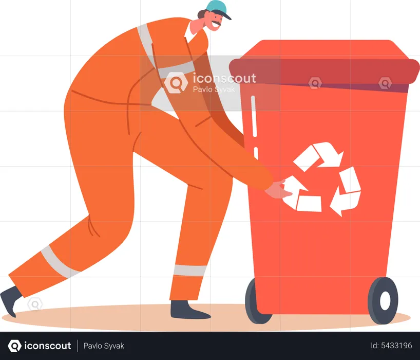 Street Cleaner Collect Trash  Illustration