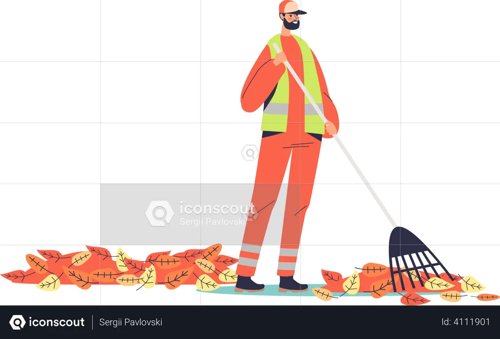 Street cleaner worker  Illustration