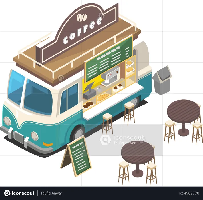 Street Coffee Truck  Illustration