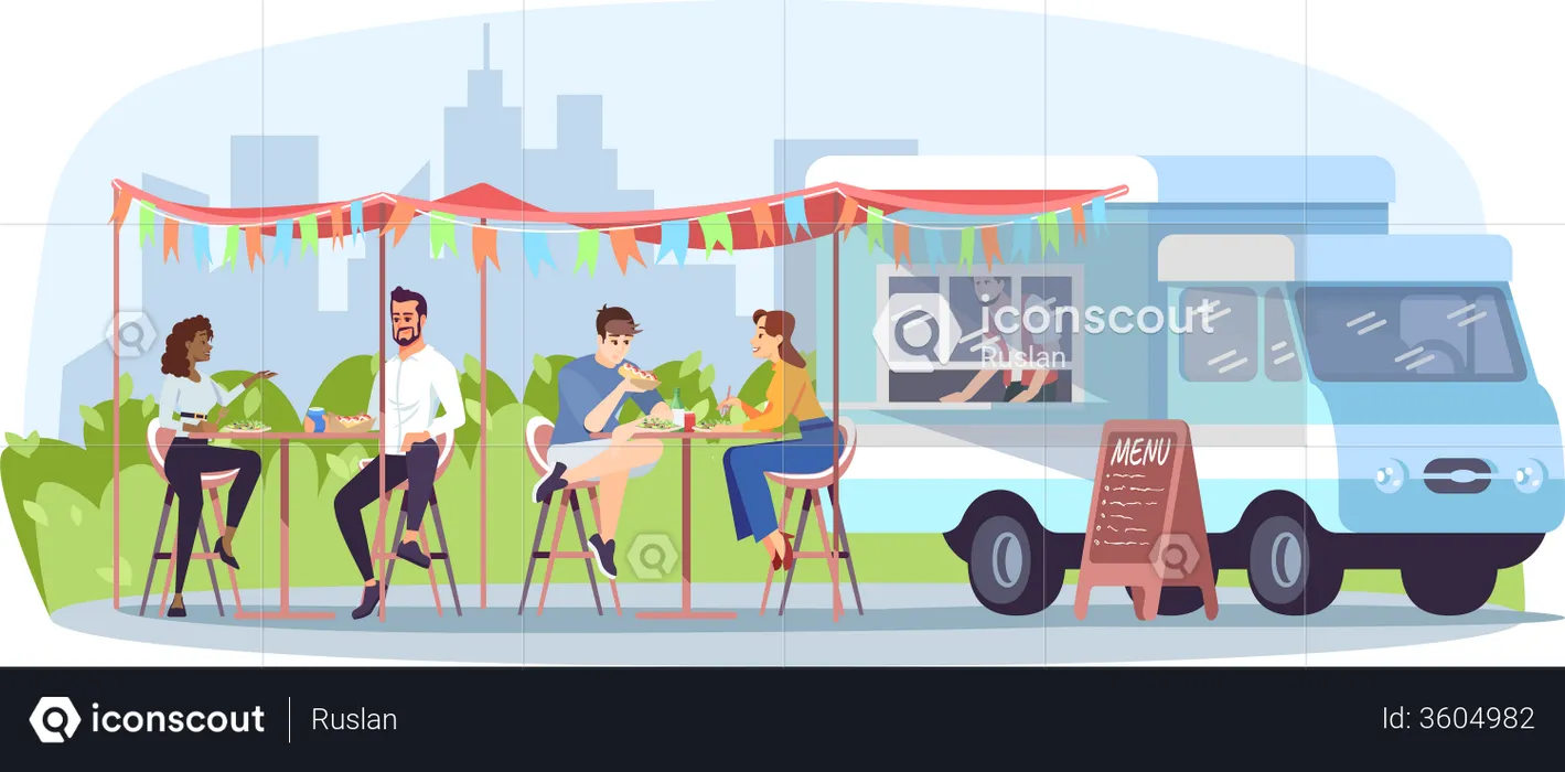 Street food cafe  Illustration
