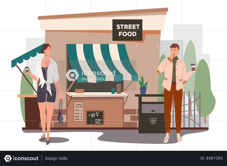 Street Food Shop  Illustration