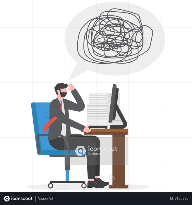 Stressed and Exhausted Businessman with work overload  Illustration