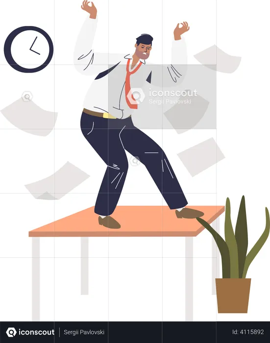 Stressed employee over incomplete tasks  Illustration
