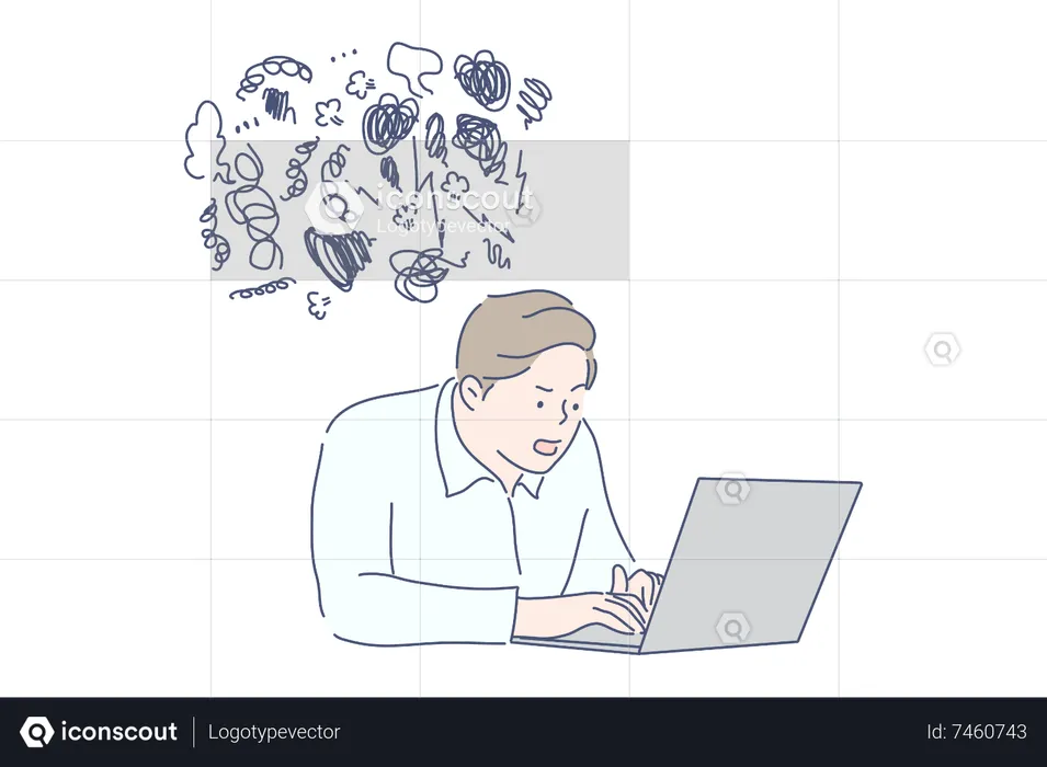 Stressed employee worried about deadline  Illustration