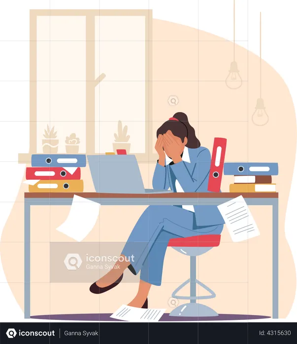 Stressed Exhausted Overloaded Worker Stress and Deadline Fatigue  Illustration