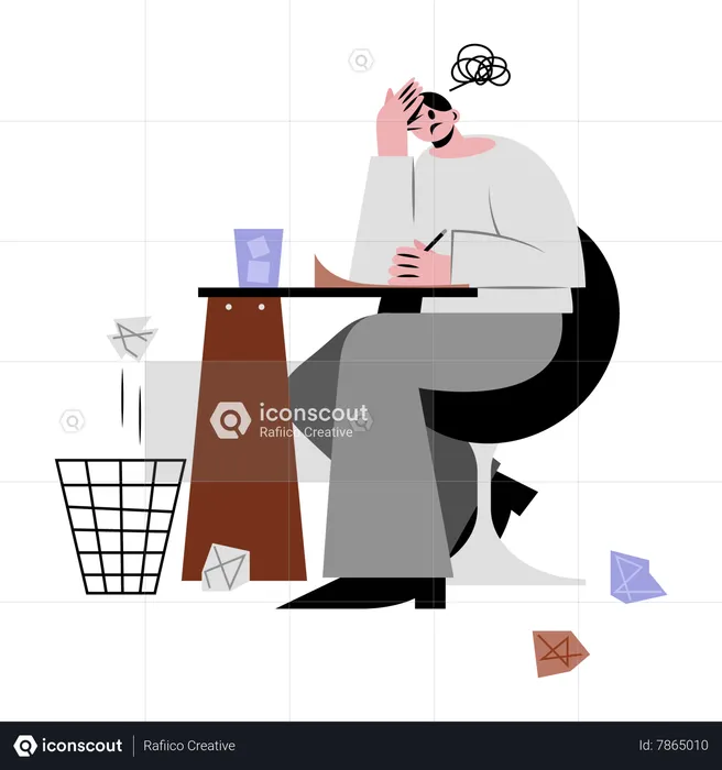 Stressed man working  Illustration