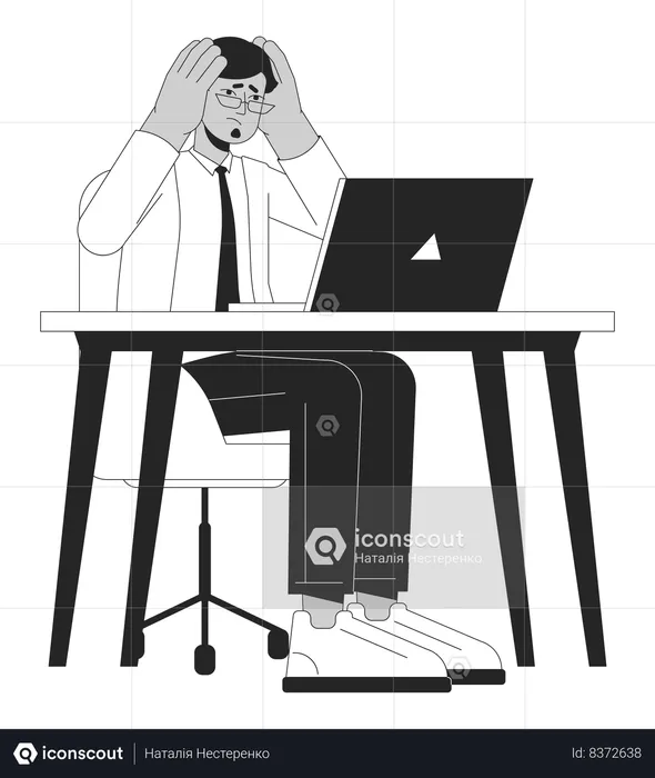 Stressed out indian man at workplace  Illustration