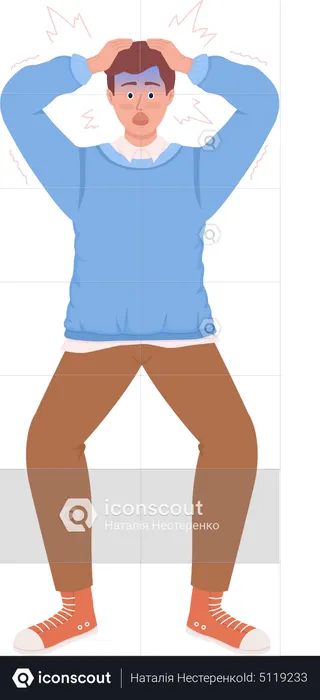 Stressed out man clutching head  Illustration