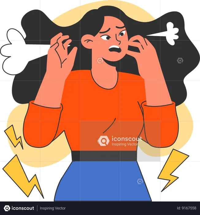 Stressed woman feeling despair  Illustration