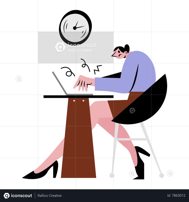 Stressed woman working  Illustration