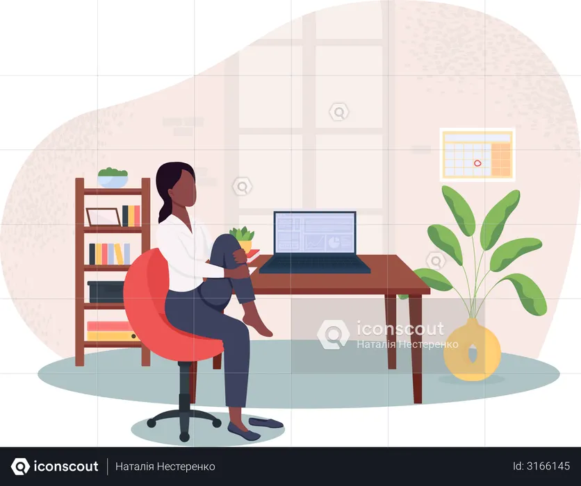 Stretching in chair at workplace  Illustration