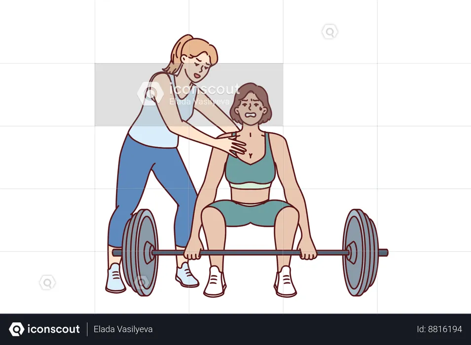 Strong athlete is trying to lifts heavy barbell  Illustration