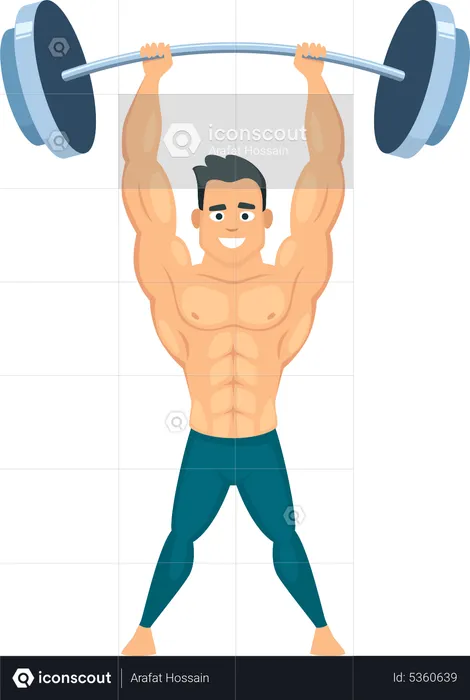 Strong bodybuilder doing Weightlifting  Illustration