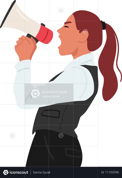 Strong Female Business Leader Make Announcement  Illustration