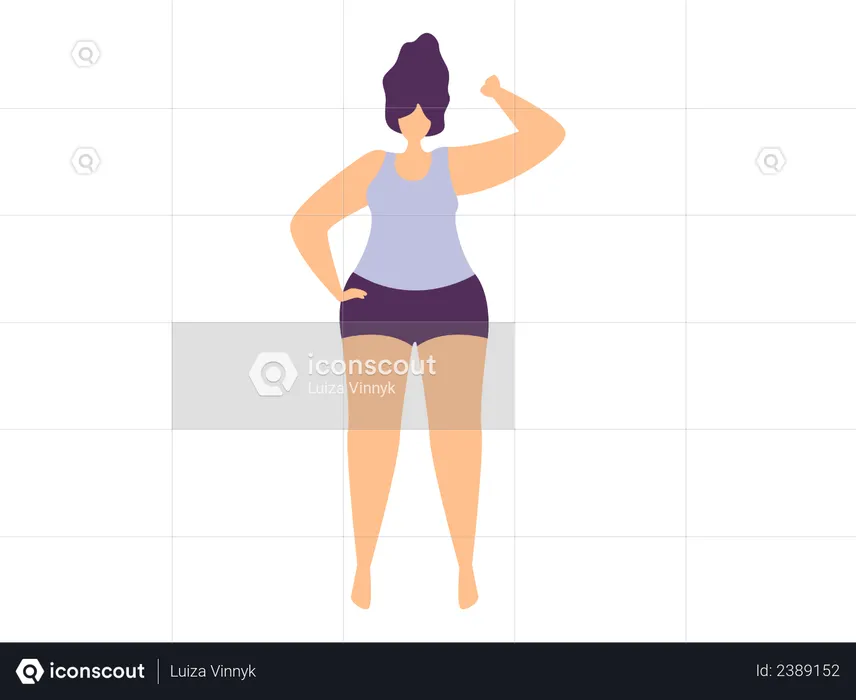 Strong Happy Sporty Woman  Illustration