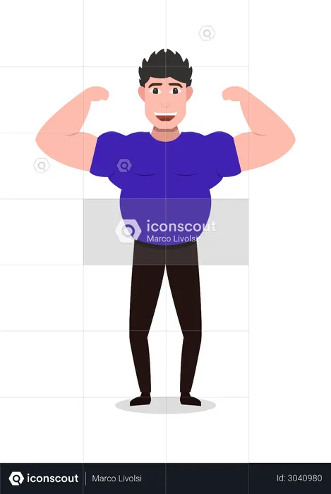 Strong man Showing His arms Muscle  Illustration