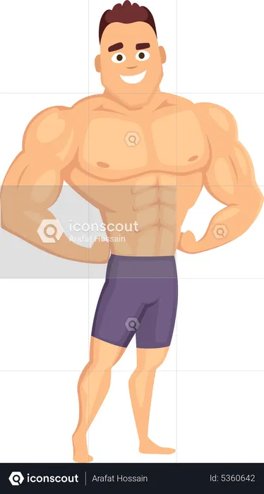 Strong muscular bodybuilder  Illustration