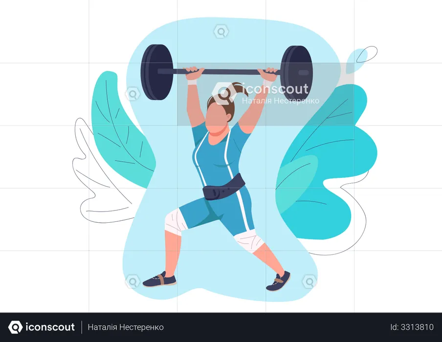 Strong Woman Lifting Barbell  Illustration