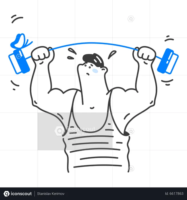 Strongman lifted the barbell  Illustration
