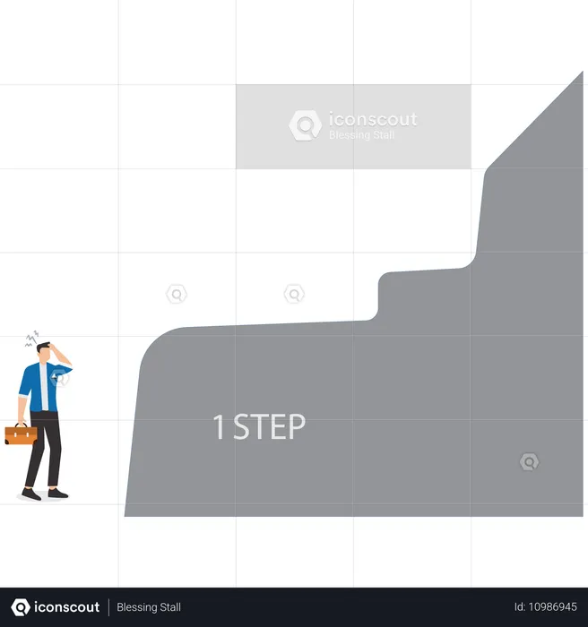 苦境に立たされたビジネスマンが第一歩を踏み出す  イラスト