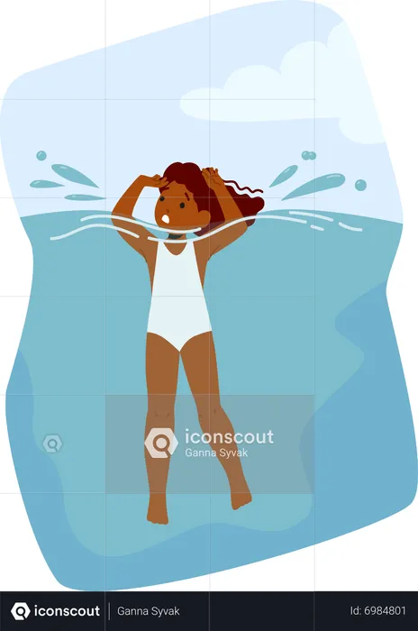 Struggling Child Submerged In Water Thrashing Arms And Legs In Distress  Illustration