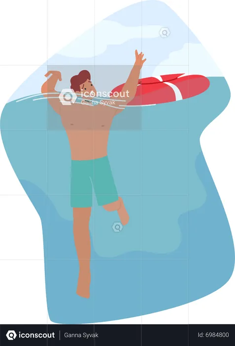 Struggling Man Submerging In Water With Arms Raised In Desperation  Illustration
