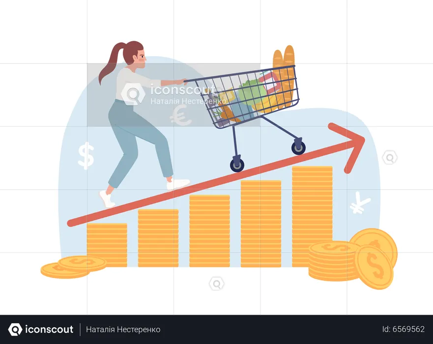 Struggling with high grocery prices  Illustration