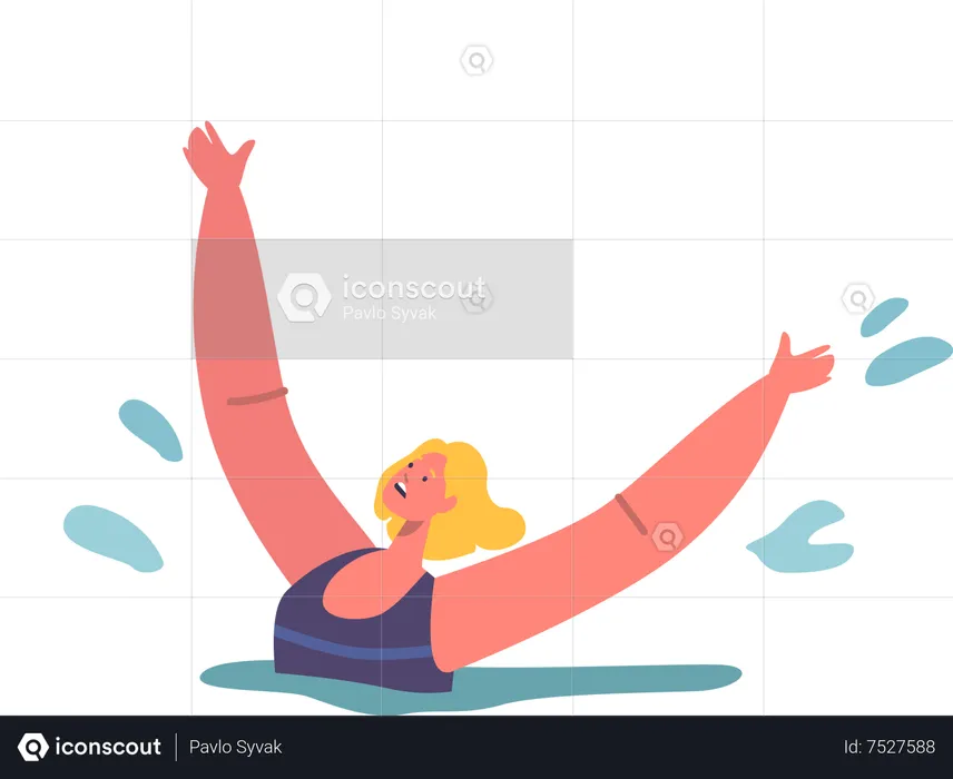 Struggling Woman Submerged In Water  Illustration