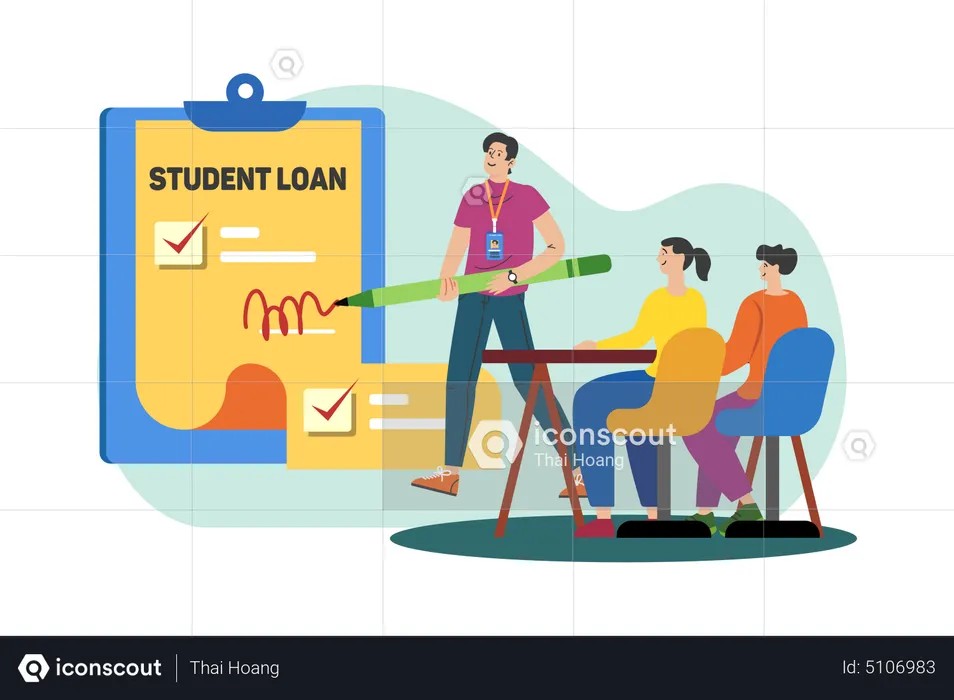 Student applying for student loan  Illustration