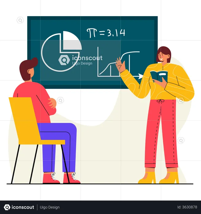 Student Attending Maths class  Illustration